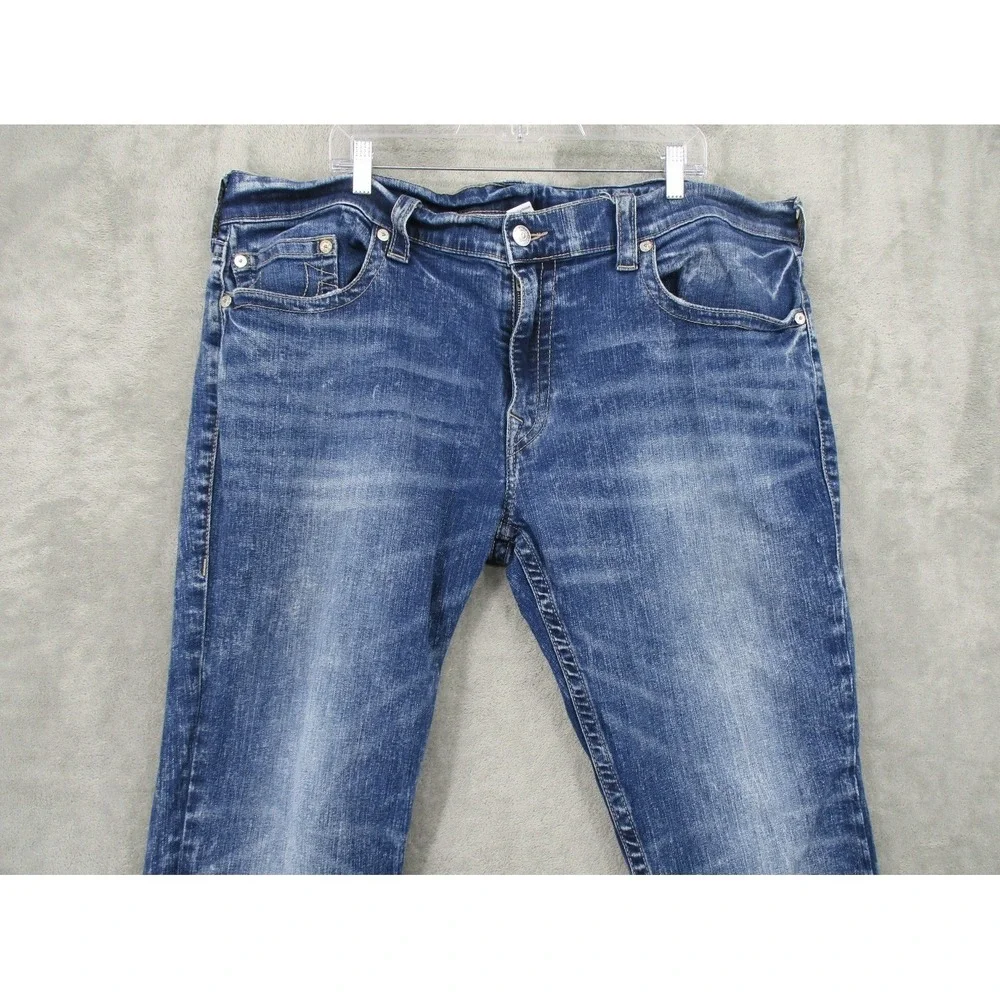 True Religion Jeans Mens 44 Geno Relaxed Slim Stretch Denim Medium Wash Logo